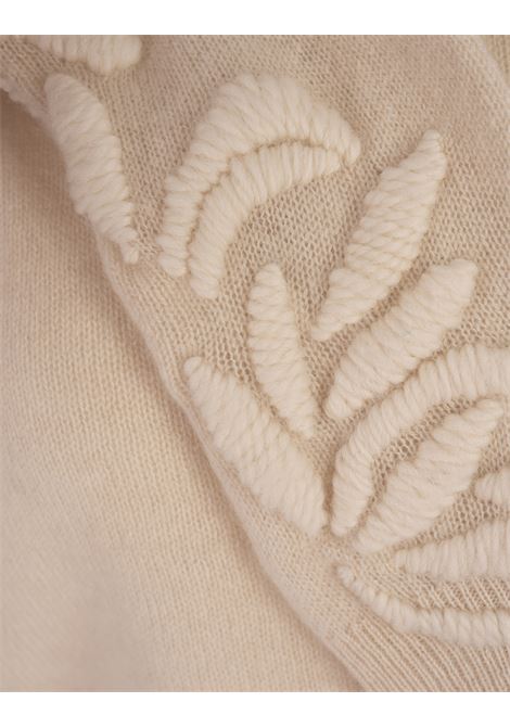 ERMANNO SCERVINO Lupetto In Cashmere Beige Con Ricamo - ERMANNO SCERVINO