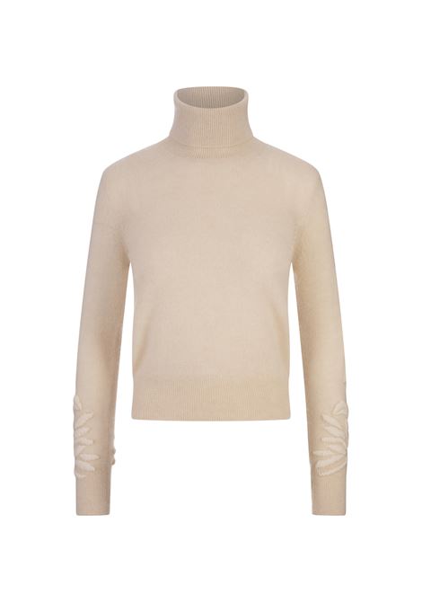 ERMANNO SCERVINO Lupetto In Cashmere Beige Con Ricamo - ERMANNO SCERVINO
