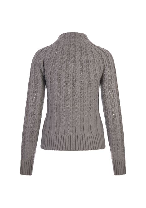 ERMANNO SCERVINO Maglia A Collo Alto Grigia Con Cristalli - ERMANNO SCERVINO