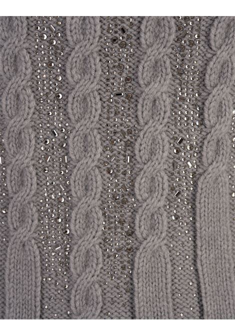 ERMANNO SCERVINO Maglia A Collo Alto Grigia Con Cristalli - ERMANNO SCERVINO