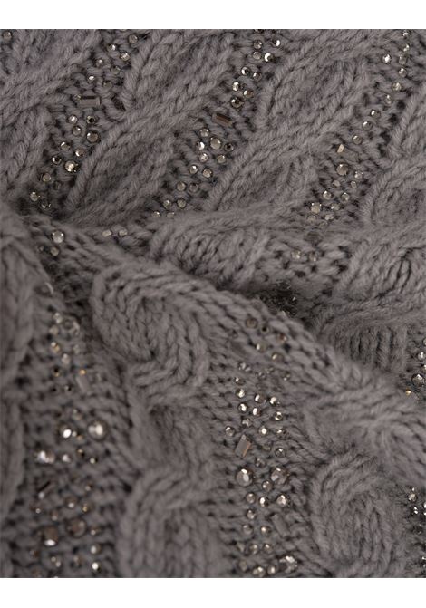 ERMANNO SCERVINO Maglia A Collo Alto Grigia Con Cristalli - ERMANNO SCERVINO