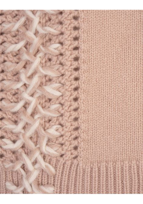 ERMANNO SCERVINO Maglia A Collo Alto Rosa Con Punto Scervino A Contrasto - ERMANNO SCERVINO