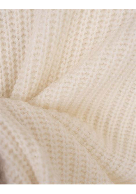 PAROSH Maglia A Collo Alto Want In Cashmere A Coste Bianco - PAROSH
