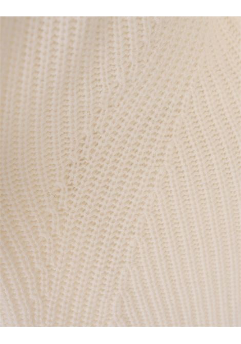 PAROSH Maglia A Collo Alto Want In Cashmere A Coste Bianco - PAROSH