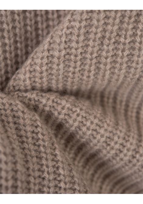 PAROSH Maglia A Collo Alto Want In Cashmere A Coste Sabbia - PAROSH