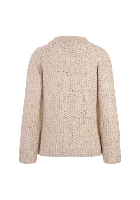 ERMANNO SCERVINO Maglia A Girocollo Beige Rosato Con Cristalli - ERMANNO SCERVINO