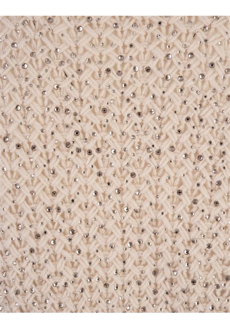 ERMANNO SCERVINO Maglia A Girocollo Beige Rosato Con Cristalli - ERMANNO SCERVINO