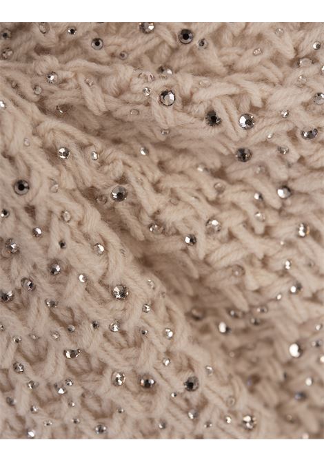 ERMANNO SCERVINO Maglia A Girocollo Beige Rosato Con Cristalli - ERMANNO SCERVINO