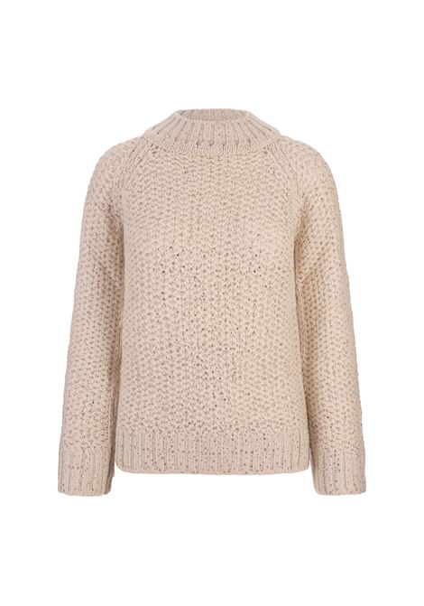 ERMANNO SCERVINO Maglia a Girocollo Beige Rosato Con Cristalli - ERMANNO SCERVINO