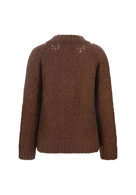 ERMANNO SCERVINO Maglia A Girocollo Marrone Con Cristalli - ERMANNO SCERVINO