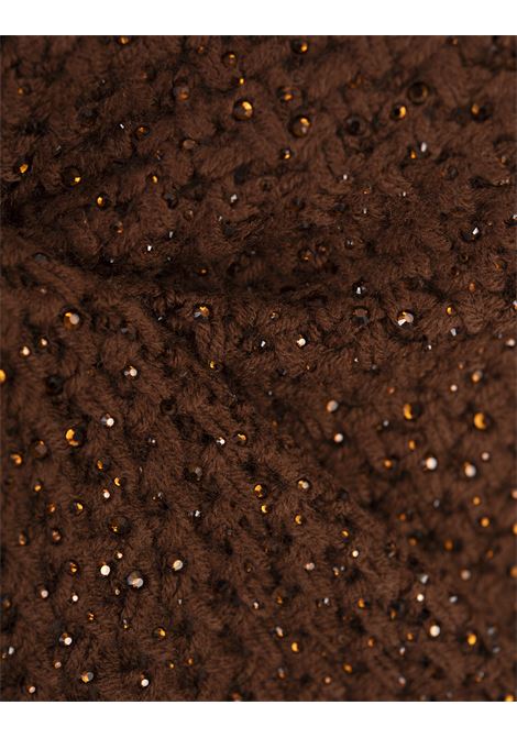 ERMANNO SCERVINO Maglia A Girocollo Marrone Con Cristalli - ERMANNO SCERVINO