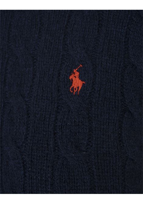 RALPH LAUREN Maglia A Trecce In Lana E Cashmere Blu Cacciatore - RALPH LAUREN