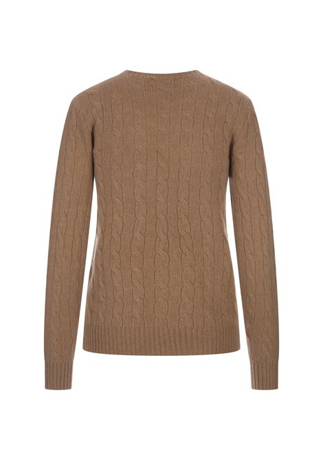 RALPH LAUREN Maglia A Trecce In Lana E Cashmere Cammello Mél Collection - RALPH LAUREN