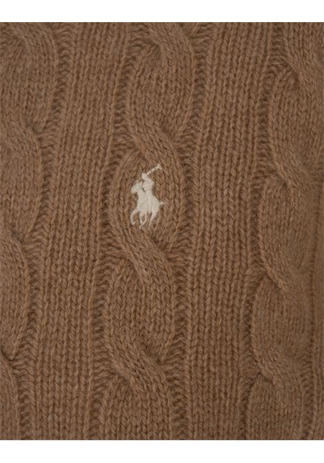 RALPH LAUREN Maglia A Trecce In Lana E Cashmere Cammello Mél Collection - RALPH LAUREN