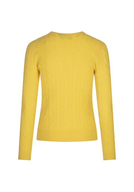 RALPH LAUREN Maglia A Trecce In Lana E Cashmere Gialla - RALPH LAUREN