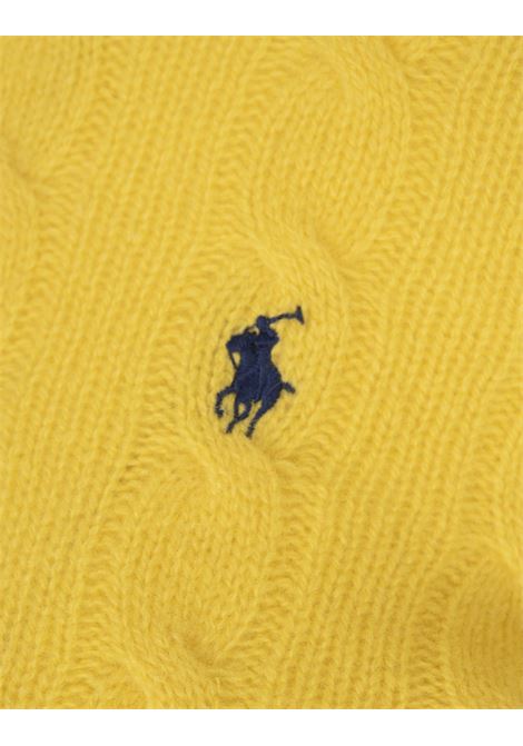 RALPH LAUREN Maglia A Trecce In Lana E Cashmere Gialla - RALPH LAUREN