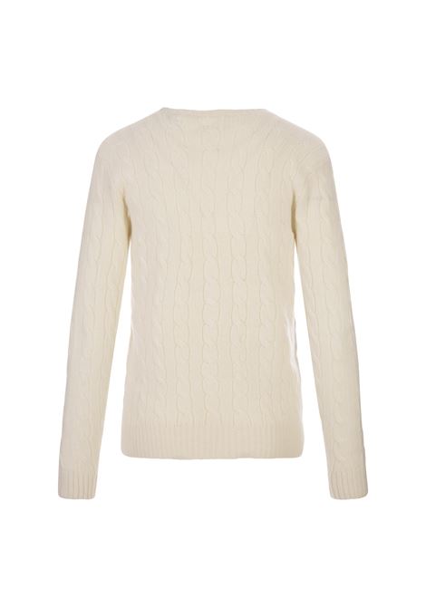 RALPH LAUREN Maglia A Trecce In Lana E Cashmere Panna - RALPH LAUREN