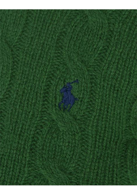 RALPH LAUREN Maglia A Trecce In Lana E Cashmere Verde - RALPH LAUREN