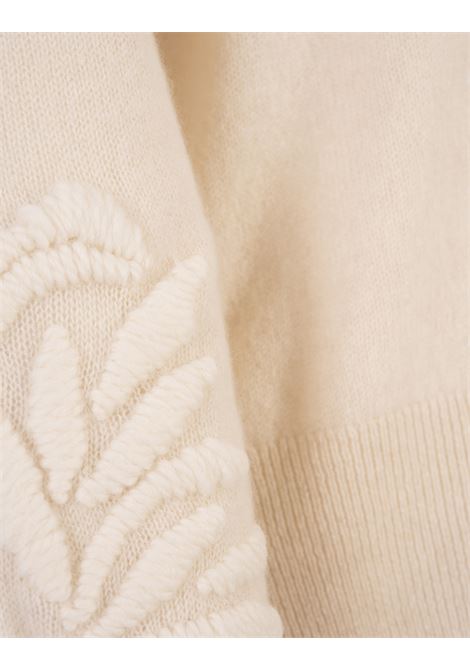 ERMANNO SCERVINO Maglia Beige Con Scollo A Barca E Ricamo In Tono - ERMANNO SCERVINO