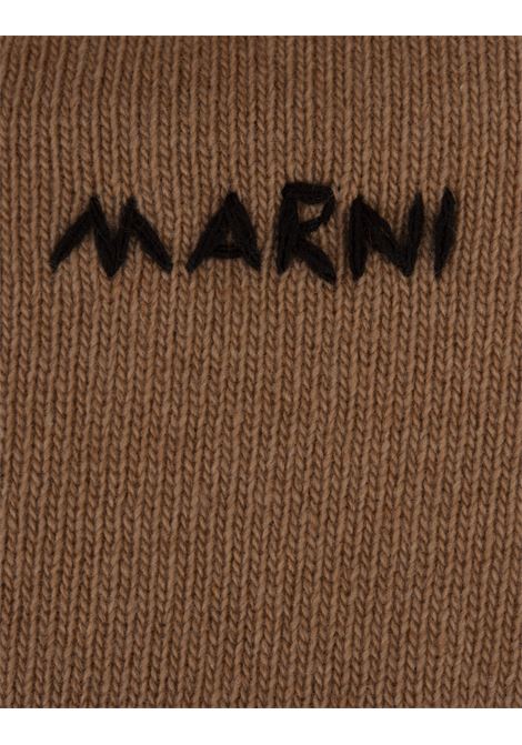 MARNI Maglia Con Cappuccio Cammello Con Impunture A Contrasto - MARNI