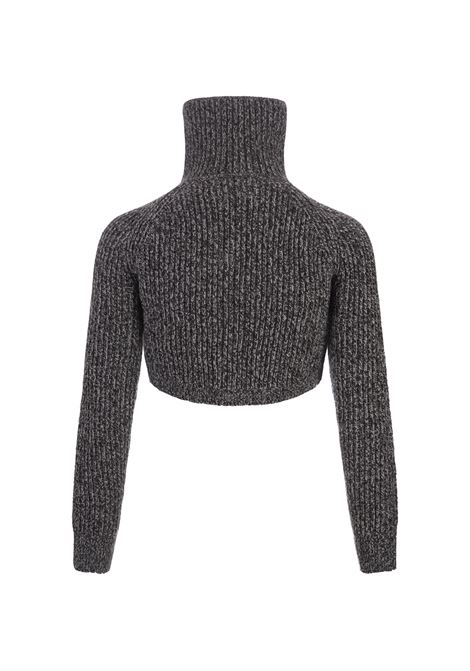 ERMANNO SCERVINO Maglia Crop Grigio Melange Con Zip - ERMANNO SCERVINO