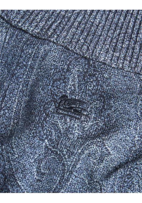 ETRO Maglia Dolcevita Blu Navy Con Stampa Paisley - ETRO