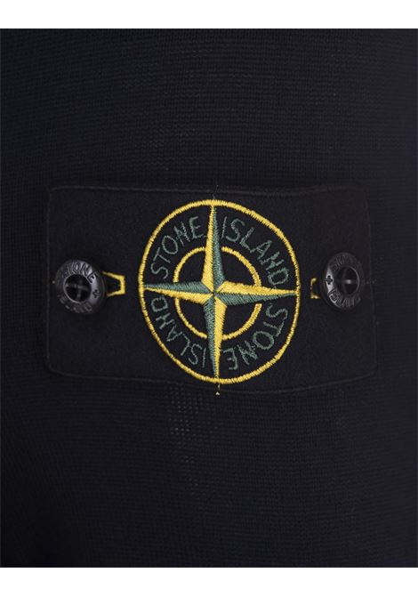 STONE ISLAND Maglia Girocollo In Lana Rasata Blu Navy - STONE ISLAND