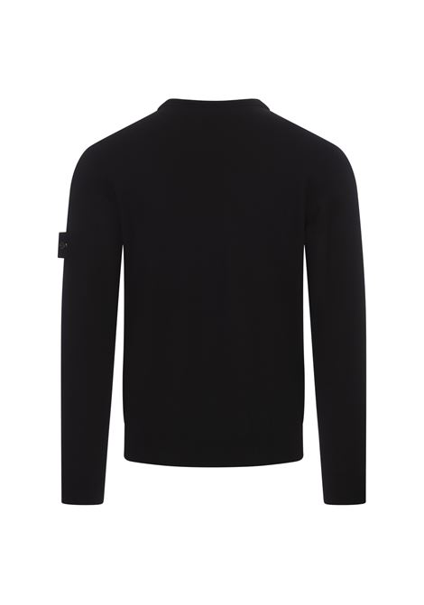 STONE ISLAND Maglia Girocollo In Lana Rasata Nera - STONE ISLAND