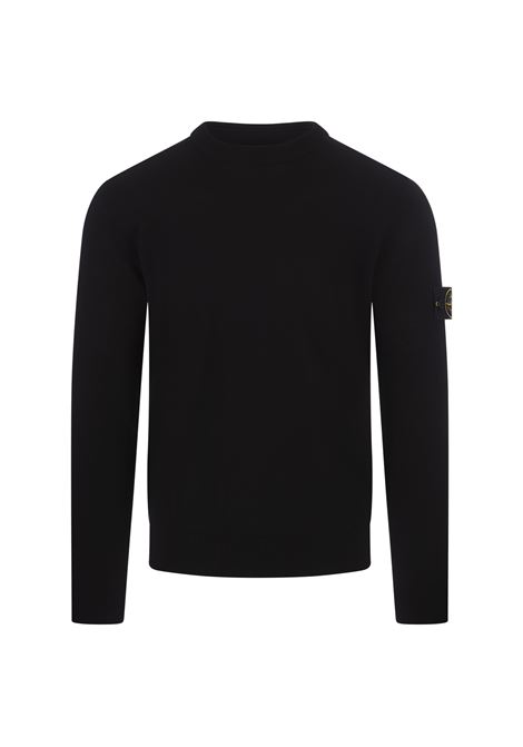 STONE ISLAND Maglia Girocollo In Lana Rasata Nera - STONE ISLAND