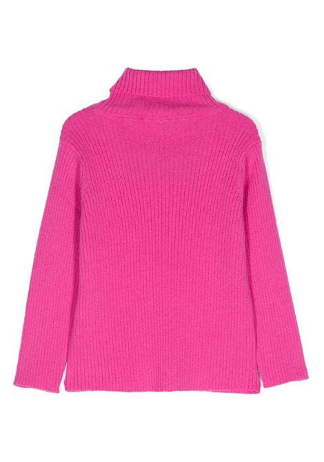 EMILIO PUCCI JUNIOR Maglione A Collo Alto Fucsia Con Logo - EMILIO PUCCI JUNIOR