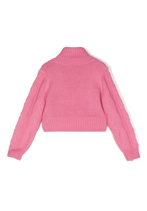 MISS BLUMARINE KIDS Maglione A Collo Alto Rosa Con Nastri - MISS BLUMARINE KIDS