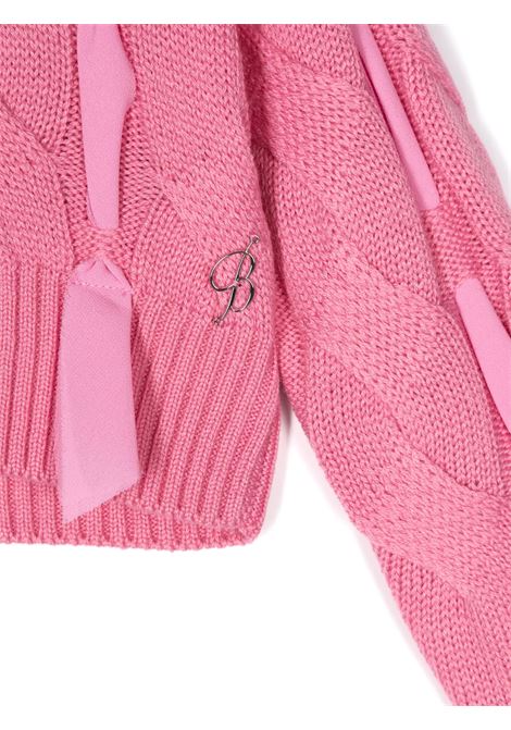 MISS BLUMARINE KIDS Maglione A Collo Alto Rosa Con Nastri - MISS BLUMARINE KIDS