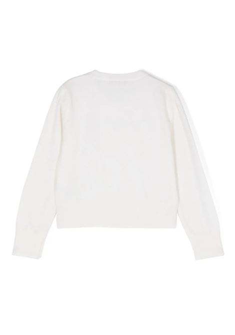 MISS BLUMARINE KIDS Maglione Bianco Con Logo Di Strass - MISS BLUMARINE KIDS
