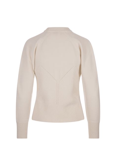 ALEXANDER MCQUEEN Maglione Bianco Crema Con Dettaglio A Coste - ALEXANDER MCQUEEN