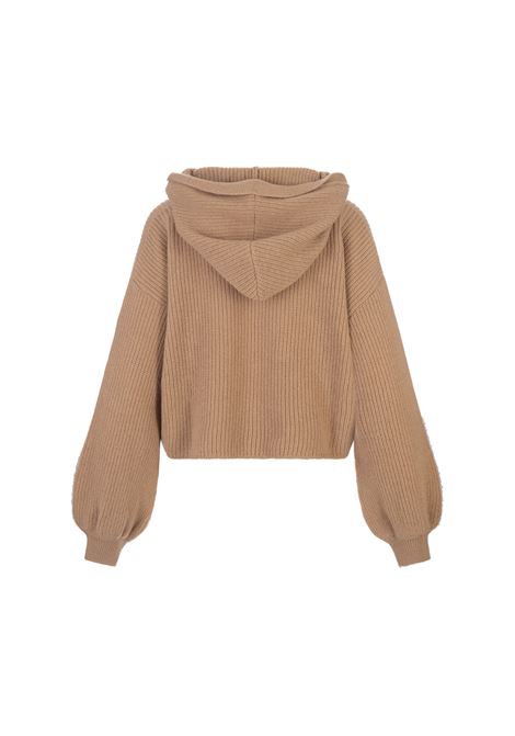 MSGM Maglione Con Cappuccio In Lana E Cashmere Biscotto - MSGM