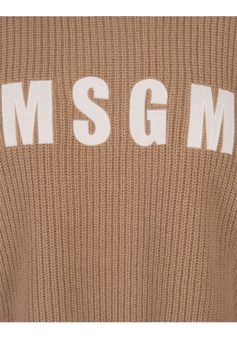 MSGM Maglione Con Cappuccio In Lana E Cashmere Biscotto - MSGM