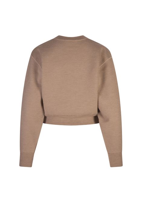 CHLOÉ Maglione Corto Straw Beige Con Logo Ricamato - CHLOÉ