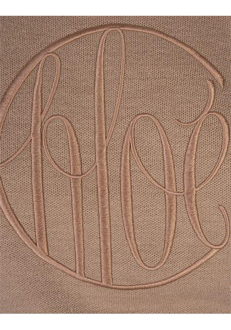 CHLOÉ Maglione Corto Straw Beige Con Logo Ricamato - CHLOÉ