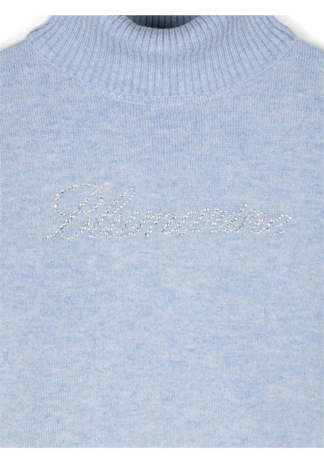 MISS BLUMARINE KIDS Maglione E Collo Alto Azzurro Con Logo Di Strass - MISS BLUMARINE KIDS