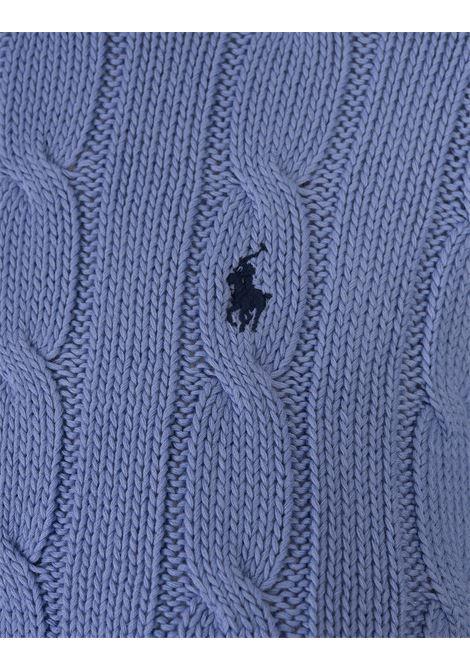 RALPH LAUREN Maglione Girocollo A Trecce Azzurro - RALPH LAUREN