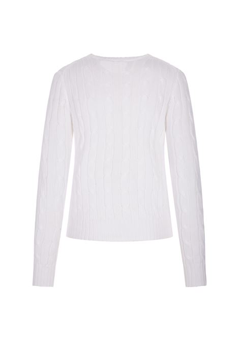 RALPH LAUREN Maglione Girocollo A Trecce Bianco - RALPH LAUREN