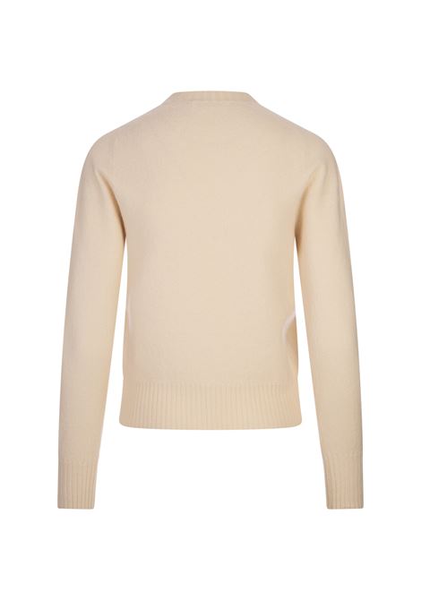 JIL SANDER Maglione Girocollo In Lana Merino Bianco Naturale - JIL SANDER