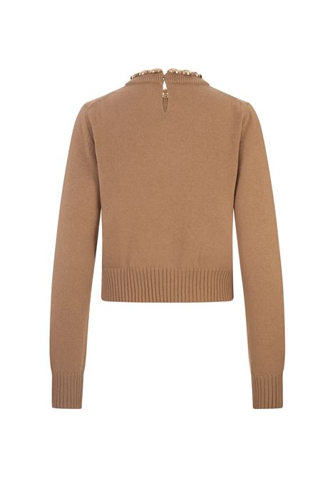 RABANNE Maglione In Lana E Cashmere Cammello Con Catena - RABANNE