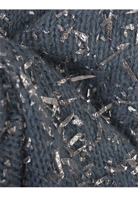 MSGM Maglione In Misto Lana Azzurra Con Filo Lamé Argentato - MSGM