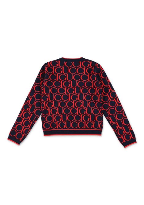 GUCCI KIDS Maglione Jacquard In Lana Gucci Blu Scuro E Rosso - GUCCI KIDS
