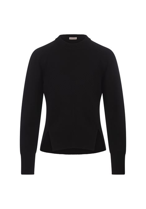 ALEXANDER MCQUEEN Maglione Nero Con Dettaglio a Coste - ALEXANDER MCQUEEN