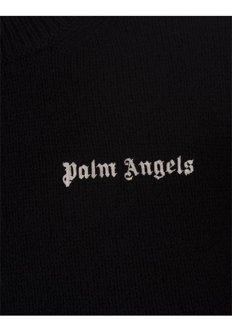 PALM ANGELS Maglione Nero Con Logo A Contrasto - PALM ANGELS