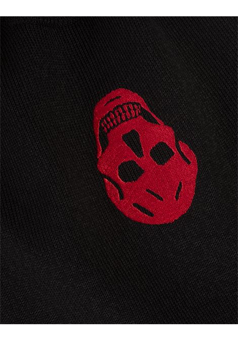ALEXANDER MCQUEEN Maglione Nero Con Skull Rosso Rovesciato - ALEXANDER MCQUEEN