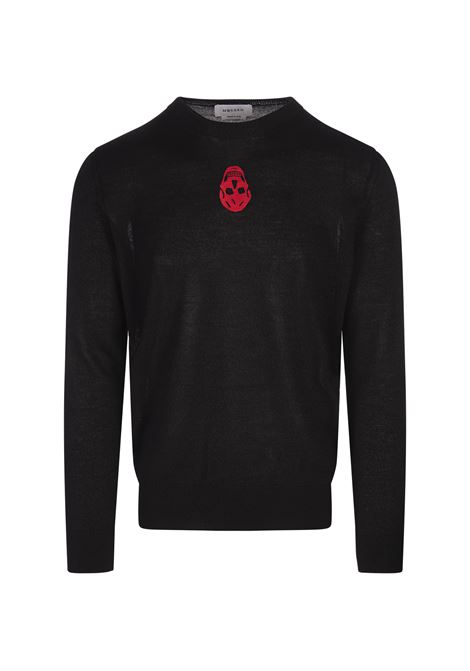 ALEXANDER MCQUEEN Maglione Nero Con Skull Rosso Rovesciato - ALEXANDER MCQUEEN