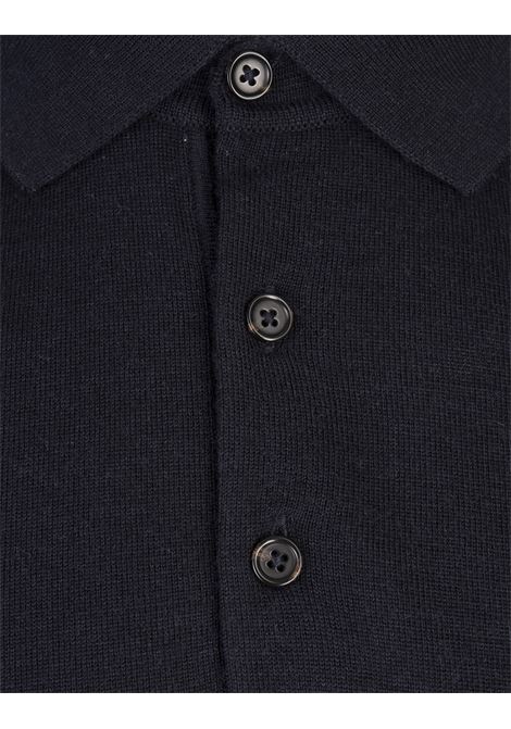 BOSS Maglione Regular Fit Stile Polo Blu Scuro In Seta Lana E Cashmere - BOSS